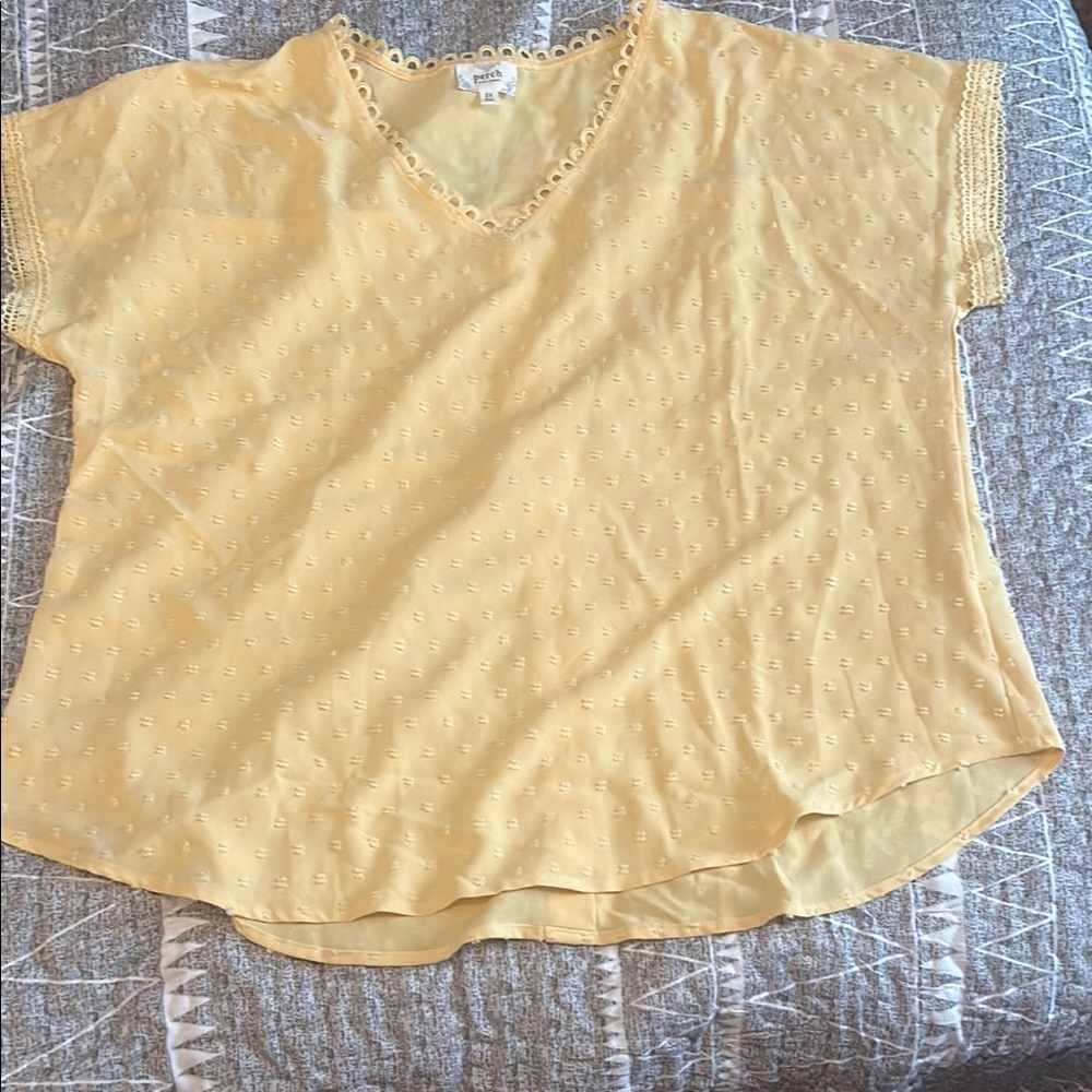 Blu Pepper Boxy Yellow Short Sleeve Blouse